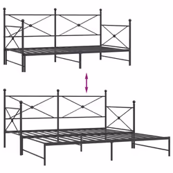 vidaXL Daybed with Trundle without Mattress Black 100x200 cm Steel sofa bed - black, 100 x 200 cm/with trundle - Additional view 8