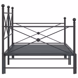 vidaXL Daybed with Trundle without Mattress Black 100x200 cm Steel sofa bed - black, 107 x 203 cm/with trundle - Additional view 6