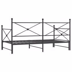 vidaXL Daybed with Trundle without Mattress Black 100x200 cm Steel sofa bed - black, 107 x 203 cm/with trundle - Additional view 7