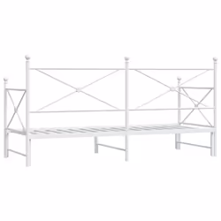 vidaXL Daybed with Trundle without Mattress Black 100x200 cm Steel sofa bed - white, 90 x 190 cm/with trundle - Additional view 7