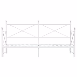 vidaXL Daybed with Trundle without Mattress Black 100x200 cm Steel sofa bed - white, 90 x 200 cm/with trundle - Additional view 5