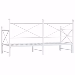 vidaXL Daybed with Trundle without Mattress Black 100x200 cm Steel sofa bed - white, 90 x 200 cm/with trundle - Additional view 7