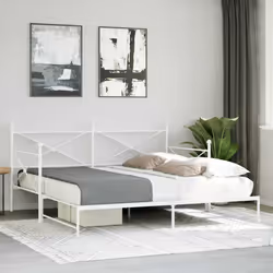 vidaXL Daybed with Trundle without Mattress Black 100x200 cm Steel sofa bed - white, 100 x 190 cm/with trundle - Additional view 2