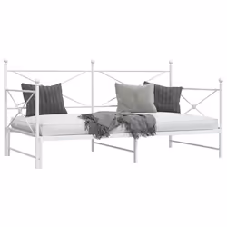 vidaXL Daybed with Trundle without Mattress Black 100x200 cm Steel sofa bed - white, 100 x 190 cm/with trundle - Additional view 4