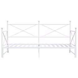 vidaXL Daybed with Trundle without Mattress Black 100x200 cm Steel sofa bed - white, 100 x 190 cm/with trundle - Additional view 5
