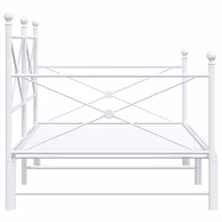 vidaXL Daybed with Trundle without Mattress Black 100x200 cm Steel sofa bed - white, 100 x 190 cm/with trundle - Additional view 6