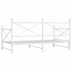 vidaXL Daybed with Trundle without Mattress Black 100x200 cm Steel sofa bed - white, 100 x 190 cm/with trundle - Additional view 7