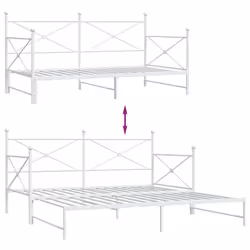 vidaXL Daybed with Trundle without Mattress Black 100x200 cm Steel sofa bed - white, 100 x 190 cm/with trundle - Additional view 8