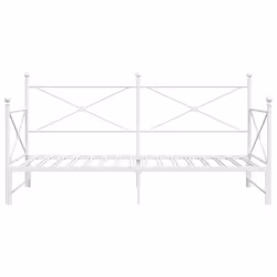 vidaXL Daybed with Trundle without Mattress Black 100x200 cm Steel sofa bed - white, 107 x 203 cm/with trundle - Additional view 5
