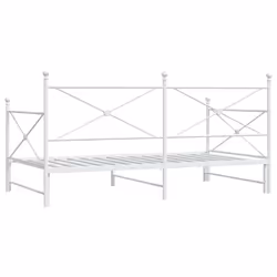 vidaXL Daybed with Trundle without Mattress Black 100x200 cm Steel sofa bed - white, 107 x 203 cm/with trundle - Additional view 7