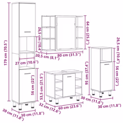vidaXL 4 Piece Bathroom Furniture Set Concrete Grey Engineered Wood - Additional view 3