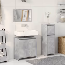 vidaXL 3 Piece Bathroom Furniture Set Concrete Grey Engineered Wood - Additional view 2