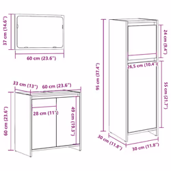 vidaXL 3 Piece Bathroom Furniture Set Concrete Grey Engineered Wood - Additional view 3