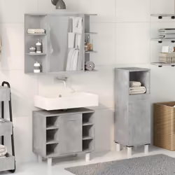 vidaXL 3 Piece Bathroom Furniture Set Concrete Grey Engineered Wood - Additional view 2