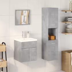 vidaXL Bathroom Furniture Set Chipboard Wall Mirror Multi Sizes Multi Colors - concrete grey, 41 x 38,5 x 46 cm - Additional view 2