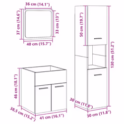 vidaXL Bathroom Furniture Set Chipboard Wall Mirror Multi Sizes Multi Colors - concrete grey, 41 x 38,5 x 46 cm - Additional view 3