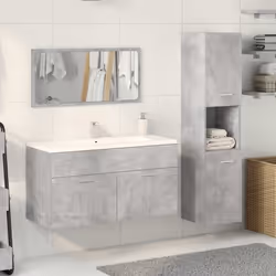 vidaXL 3 Piece Bathroom Furniture Set Concrete Grey Engineered Wood - Additional view 2