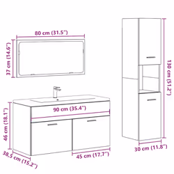 vidaXL 3 Piece Bathroom Furniture Set Concrete Grey Engineered Wood - Additional view 3