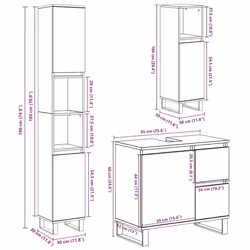 vidaXL 3 Piece Bathroom Furniture Set Concrete Grey Engineered Wood - Additional view 10