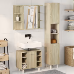 vidaXL Bathroom Furniture Set 3 Piece Sink Cabinet Sonoma Oak Engineered Wood