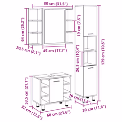 vidaXL Bathroom Furniture Set 3 Piece Sink Cabinet Sonoma Oak Engineered Wood