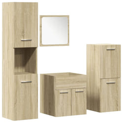 vidaXL Bathroom Furniture Set 4 Piece Sink Cabinet Sonoma Oak Engineered Wood - 41 x 38.5 x 46 cm