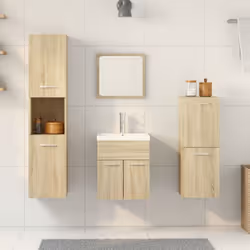 vidaXL Bathroom Furniture Set 4 Piece Sink Cabinet Sonoma Oak Engineered Wood - 41 x 38.5 x 46 cm - Additional view 2