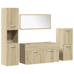 vidaXL Bathroom Furniture Set 4 Piece Sink Cabinet Sonoma Oak Engineered Wood - 90 x 38.5 x 46 cm