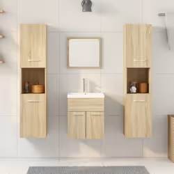 vidaXL Bathroom Furniture Set Chipboard Wall Mirror Multi Sizes Multi Colors - sonoma oak, 41 x 38.5 x 46 cm - Additional view 2
