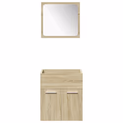 vidaXL Bathroom Furniture Set Chipboard Wall Mirror Multi Sizes Multi Colors - sonoma oak, 41 x 38.5 x 46 cm - Additional view 4