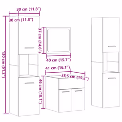 vidaXL Bathroom Furniture Set Chipboard Wall Mirror Multi Sizes Multi Colors - sonoma oak, 41 x 38.5 x 46 cm - Additional view 9