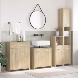 vidaXL Bathroom Furniture Set 4 Piece Sink Cabinet Sonoma Oak Engineered Wood
