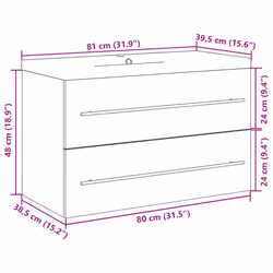vidaXL Sink Cabinet with Built-in Basin Bathroom Sink Unit Engineered Wood - sonoma oak, 80 x 38.5 x 48 cm - Additional view 10