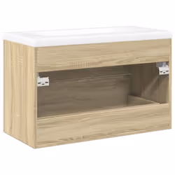 vidaXL Sink Cabinet with Built-in Basin Bathroom Sink Unit Engineered Wood - sonoma oak, 80 x 38.5 x 48 cm - Additional view 5