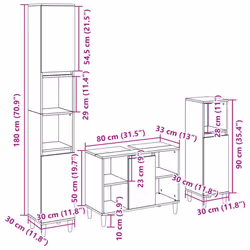 vidaXL Bathroom Furniture Set 3 Piece Sink Cabinet Sonoma Oak Engineered Wood - Additional view 10