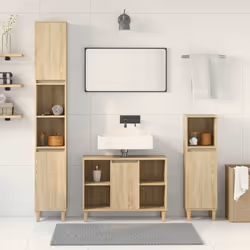 vidaXL Bathroom Furniture Set 3 Piece Sink Cabinet Sonoma Oak Engineered Wood