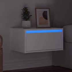 vidaXL Wall-mounted Bedside Cabinet with LED Lights White cabinet - Additional view 4