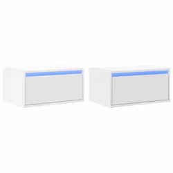 vidaXL Wall-mounted Bedside Cabinets with LED Lights 2 pcs White cabinet