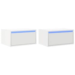 vidaXL Wall-mounted Bedside Cabinets with LED Lights 2 pcs White cabinet