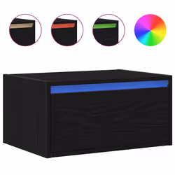 vidaXL Wall-mounted Bedside Cabinet with LED Lights Black Oak cabinet