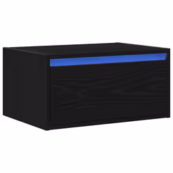 vidaXL Wall-mounted Bedside Cabinet with LED Lights Black Oak cabinet