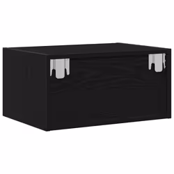 vidaXL Wall-mounted Bedside Cabinet with LED Lights Black Oak cabinet - Additional view 8