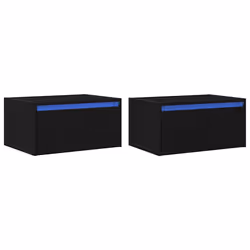 vidaXL Wall-mounted Bedside Cabinets with LED Lights 2 pcs Black Oak cabinet