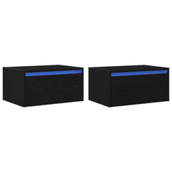 vidaXL Wall-mounted Bedside Cabinets with LED Lights 2 pcs Black Oak cabinet