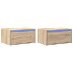 vidaXL Wall-mounted Bedside Cabinets with LED Lights 2 pcs Sonoma Oak cabinet