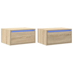 vidaXL Wall-mounted Bedside Cabinets with LED Lights 2 pcs Sonoma Oak cabinet