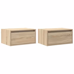 vidaXL Wall-mounted Bedside Cabinets with LED Lights 2 pcs Sonoma Oak cabinet