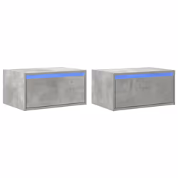 vidaXL Wall-mounted Bedside Cabinets with LED Lights 2 pcs Concrete Grey