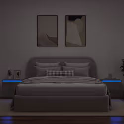 vidaXL Wall-mounted Bedside Cabinets with LED Lights 2 pcs Concrete Grey - Additional view 4