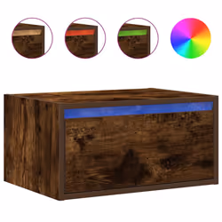 vidaXL Wall-mounted Bedside Cabinet with LED Lights Smoked Oak cabinet